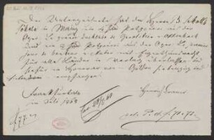 Quittung über Honorar für Potpourris aus "La Grande-duchesse de Gérolstein" und "Le Premier Jour de bonheur"