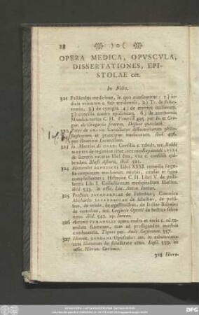 Opera Medica, Opuscula, Dissertationes, Epistolae cet.