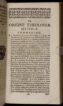 De Origine Theologiæ Mysticæ.