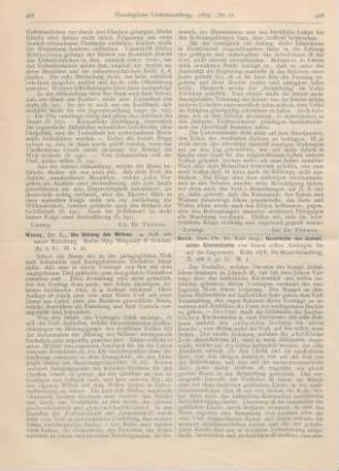 407 [Rezension] Wiese, L., Die Bildung des Willens. 4. Aufl. mit neuer Einleitung