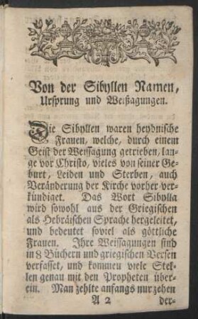 Von der Sibyllen Namen, Ursprung und Weißagungen