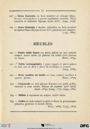 Meubles (Nr. 110-135)