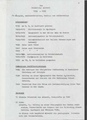 Lebenslauf und Veröffentlichungen von Friedrich Alberti