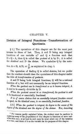 Chapter V. Transformation of the Quotient of Two Integral Functions.
