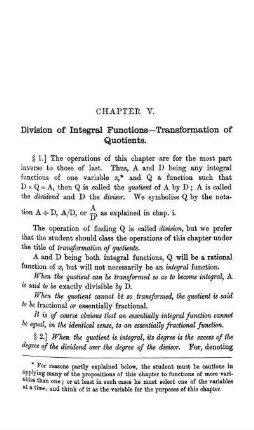 Chapter V. Transformation of the Quotient of Two Integral Functions.