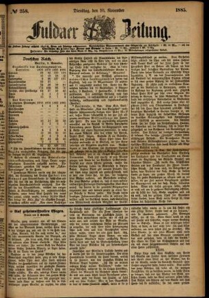 Ausgabe vom Dienstag, den 10. November 1885.