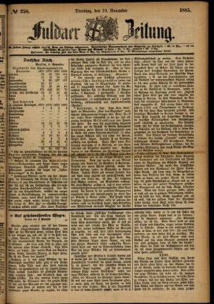 Ausgabe vom Dienstag, den 10. November 1885.