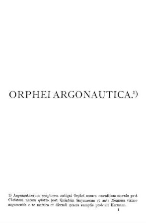 Orphei Argonautica. = [Ορφεως Αργοναυτικα.]