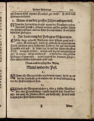 Neun und dreyßigister Absatz. Mittel wider die Pest