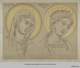 Kopf einer Maria (angeblich nach Biagio da Siena) und der Heiligen Agatha (angeblich nach Mino von Siena)