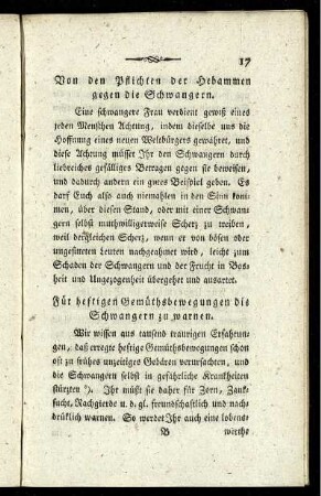 Von den Pflichten der Hebammen gegen die Schwangern.