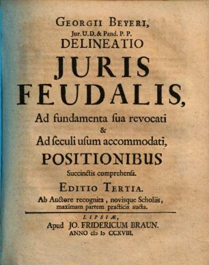 Delineatio iuris civilis secundum institutiones et pandectas, atque feudalis ..., 3.