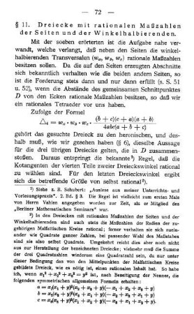 § 11. Dreiecke mit rationalen Maßzahlen der Seiten und der Winkelhalbierenden