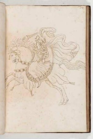 Kriegerin mit Speer auf einem springenden Pferd, in: Equestrium statuarum [...] formae [...] artificiosissime pictis, Bl. 56