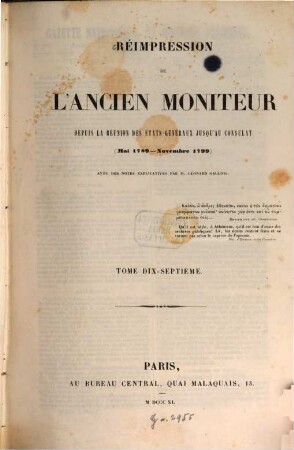 Réimpression de l'Ancien Moniteur : depuis la réunion des états-généraux jusqu'au consulat ; (Mai 1789 - Novembre 1799), 17
