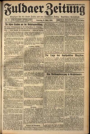 Erste Ausgabe vom Samstag, den 31. März 1928.