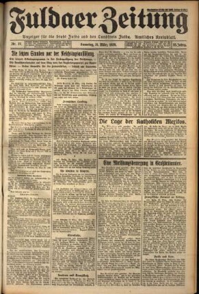 Erste Ausgabe vom Samstag, den 31. März 1928.