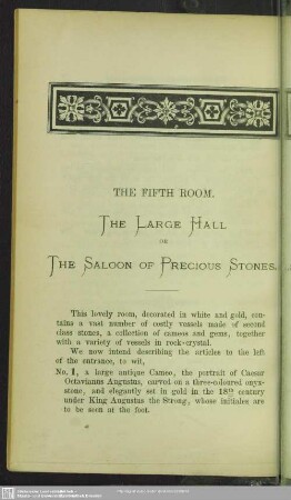 The fifth room. The Large Hall or The Saloon of Precious Stones