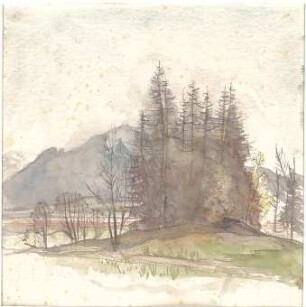Gsaenger, Gustav; Landschafts - und Gebäudestudien - Berglandschaft (Studie)