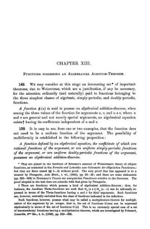 Chapter XIII. Functions Possessing an algebraical Addition-Theorem.