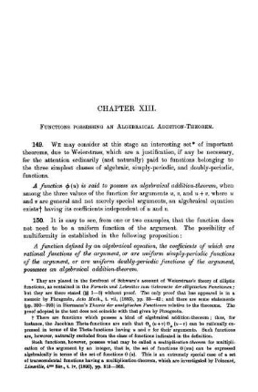 Chapter XIII. Functions Possessing an algebraical Addition-Theorem.