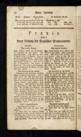 28-39, Praxis oder kurze Uebung der Englischen Pronunciation