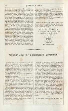Einzelne Züge zur Charakteristik Hoffmann's