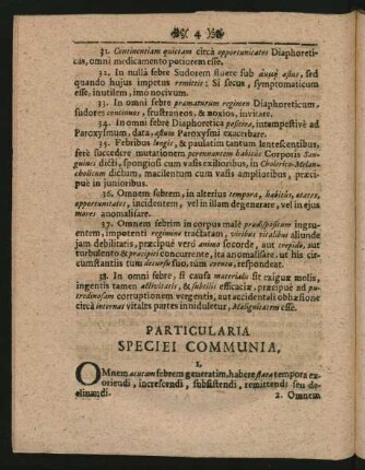 Particularia Speciei Communia.