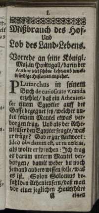 Vorrede an seine Königl. Maj. in Portugall [...]