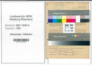 Entnazifizierung Wilhelm Alexander , geb. 20.09.1886 (Handelsvertreter)