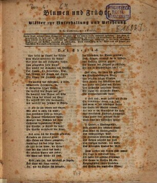 Blumen und Früchte : Blätter zur Unterhaltung und Belehrung. [1833], Lfg. 1 - 26