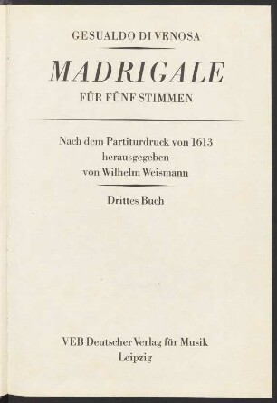 3: Madrigale für fünf Stimmen : drittes Buch