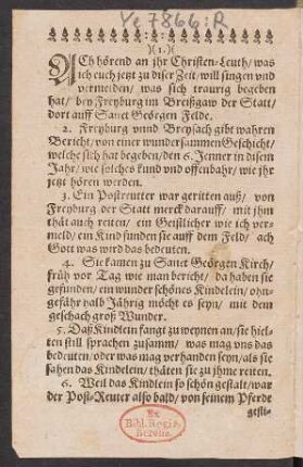 Ach hörend an ihr Christen=Leuth/ was jch euch jetzt zu diser Zeit/