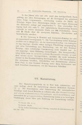 VII. Numerierung.