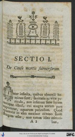Sectio I. De Causa mortis submersorum.