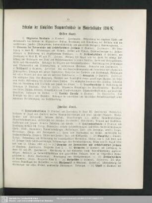 Lehrplan der Königlichen Baugewerkenschule