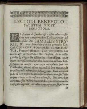 Lectori Benevolo Salutem Dicit Bibliopola
