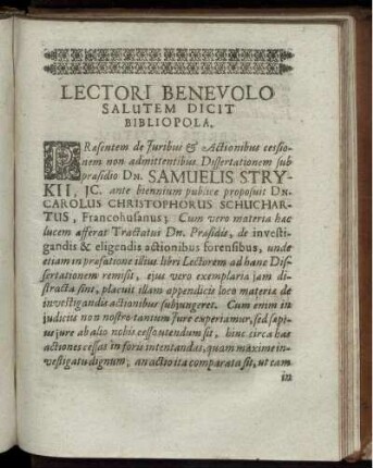 Lectori Benevolo Salutem Dicit Bibliopola
