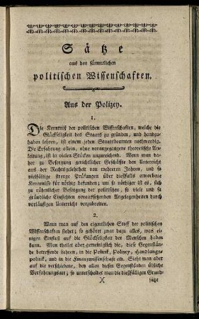Sätze aus den sämmtlichen politischen Wissenschaften.