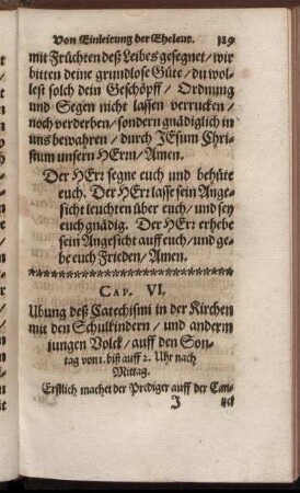 Cap. VI. Ubung deß Catechismi in der Kirchen mit den Schulkindern/ und anderm jungen Volck [...]