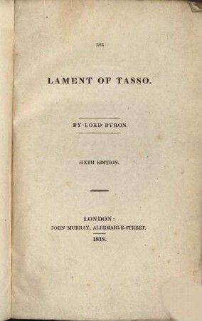 The Lament of Tasso
