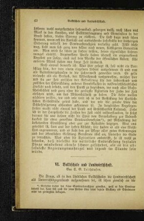 Volksschule und Landwirthschaft