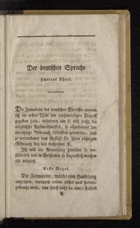 Der deutschen Sprache Zweiter Theil.