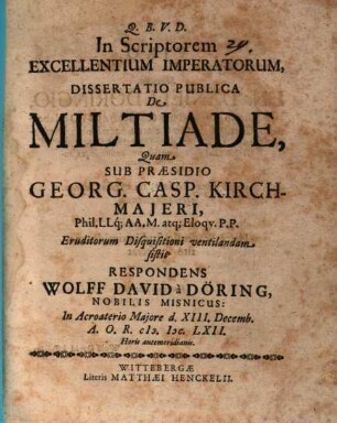 In scriptorem excellentium imperatorum dissertatio publica de Miltiade