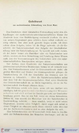 Geleitwort zur nachstehenden Abhandlung von Ernst Marx