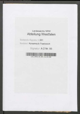 Etat der Commüne Versmold für das 2. Halbjahr 1811.
