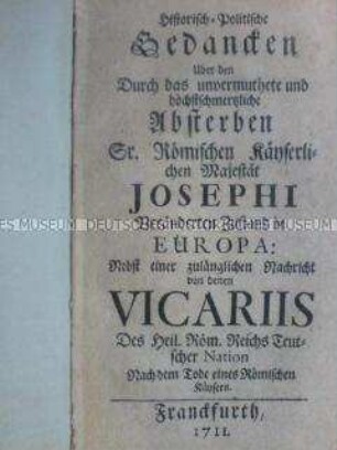 Nachruf auf Kaiser Joseph I. 1711