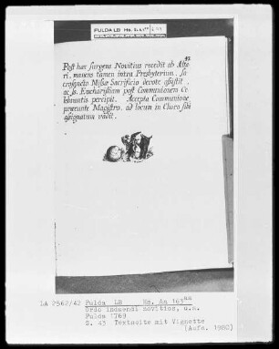 Ordo induendi novitios und anderes — Mönch mit Engel, Folio 43recto