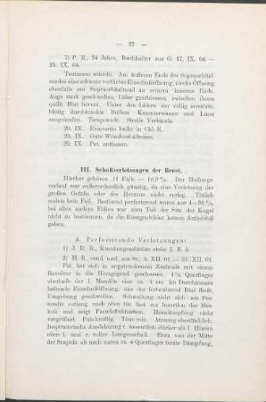 III. Schußverletzungen der Brust.