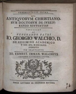 Commentatio Prima Qua Antiquorum Christianorum Doctorum De Iureiurando Sententias